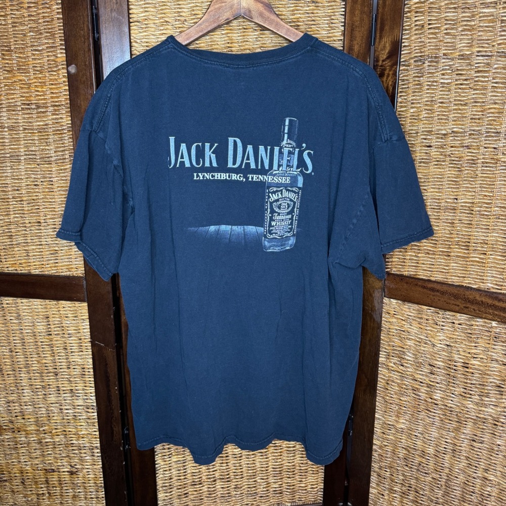 Vintage Jack Daniels Old Tennessee Whiskey Graphic T-Shirt Faded Black 2008 L XL